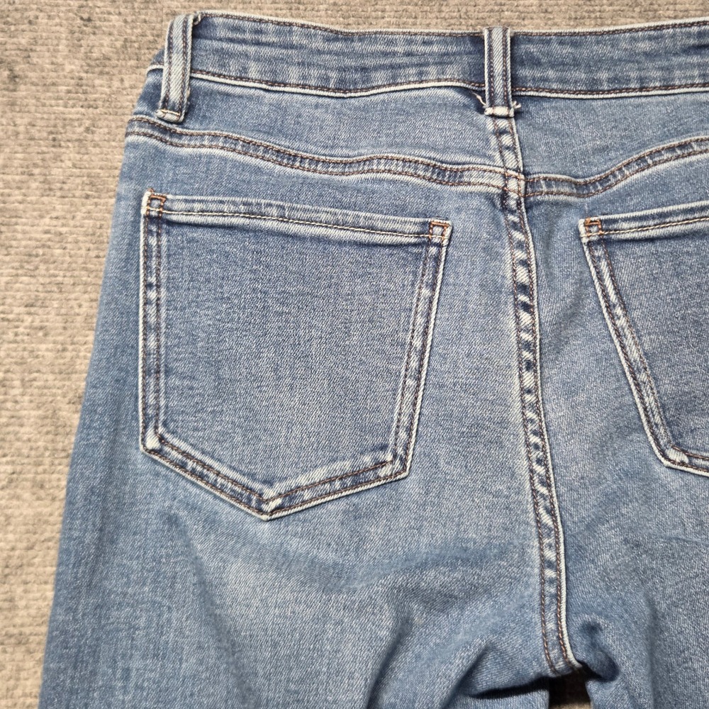Quince Bella Stretch Straight Jeans Twilight Blue Fray Raw Hem 27 W-PNT-113 - Picture 12 of 16